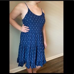 L Charming Charlie anchor print ruffle swing dress